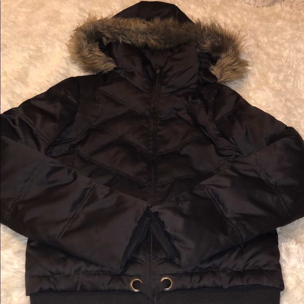 Brown Sateen Puffer Coat